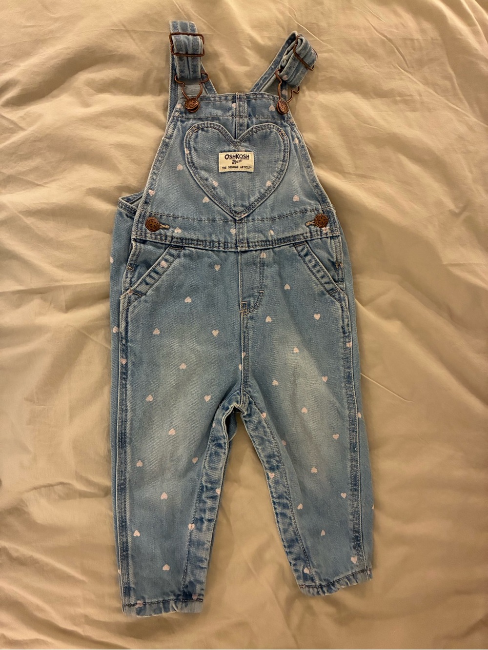OshKosh B'gosh Heart Denim Overalls 12 Months